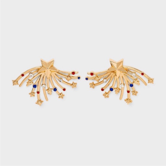BaubleBar Jewelry - SUGARFIX by BaubleBar Firework Show Statement Earrings Red White Blue Gold NWT